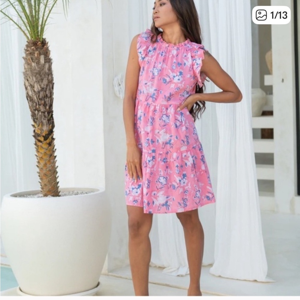 The Fox and the Mermaid Block Printed Calla Dress peony Women's Size Medium